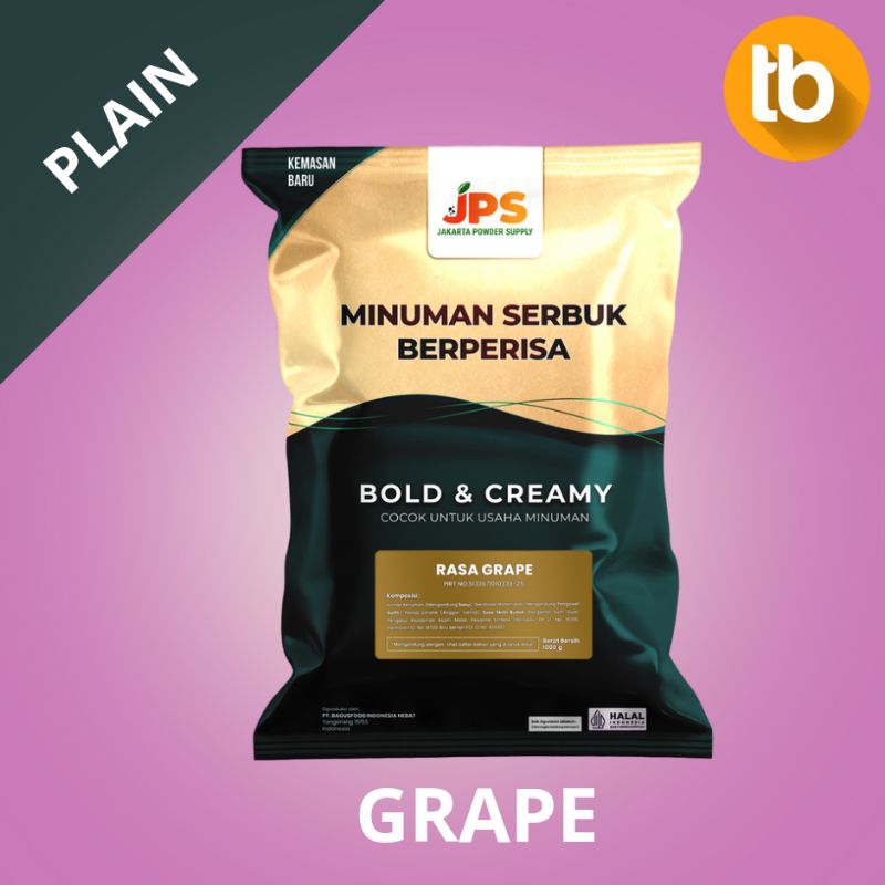 

JPS Powder Bubuk Minuman Serbuk Instan Rasa Grape / Buah Anggur Plain Tanpa Gula 1Kg