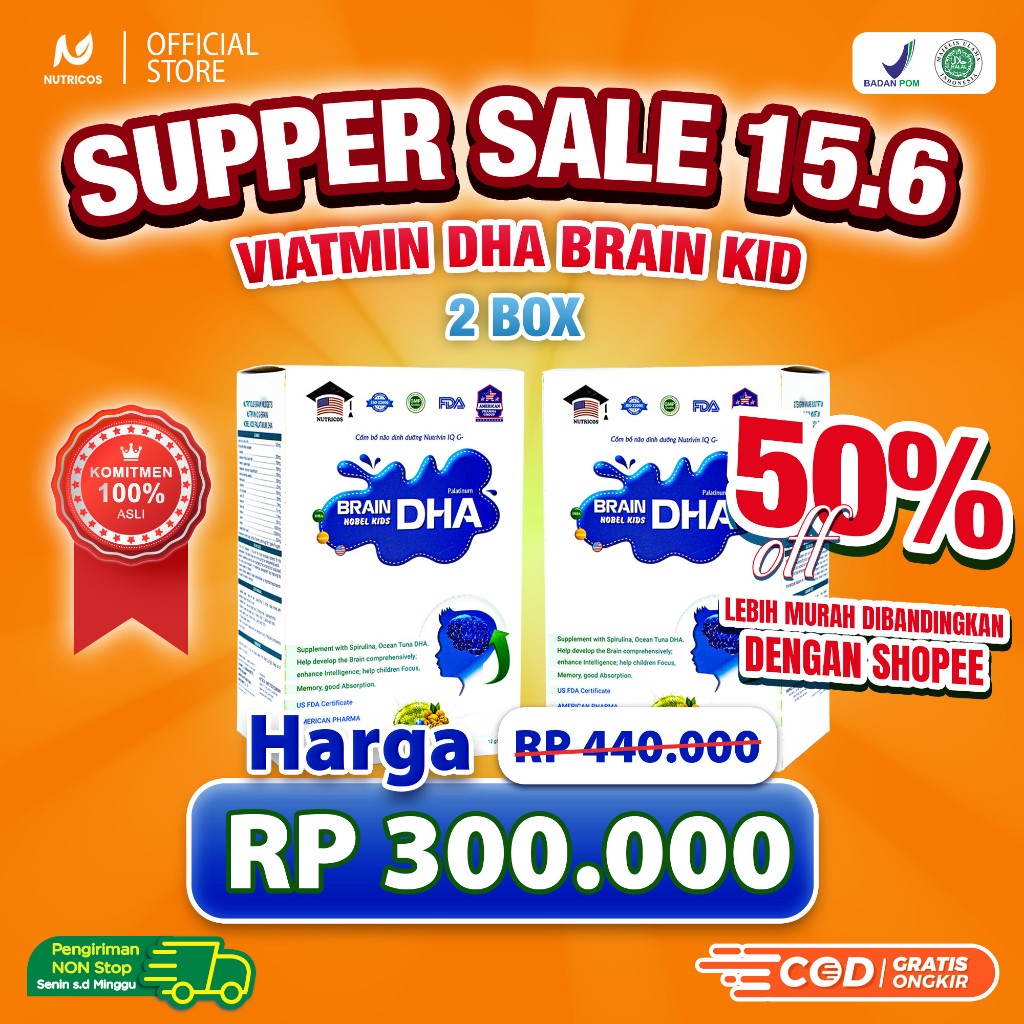 (Authentic ) COMBO 2 BOXES DHA pengembangan Otak Anak -Meningkatkan daya ingat DHA Brain Kid - VITAM