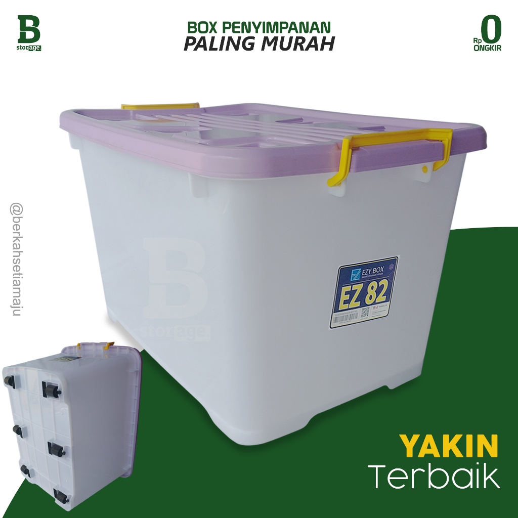 [Paket] Container Box Plastik Besar Murah CB 82 Liter Kuat kokoh + 6 Roda BPA FREE Sangat serbaguna 