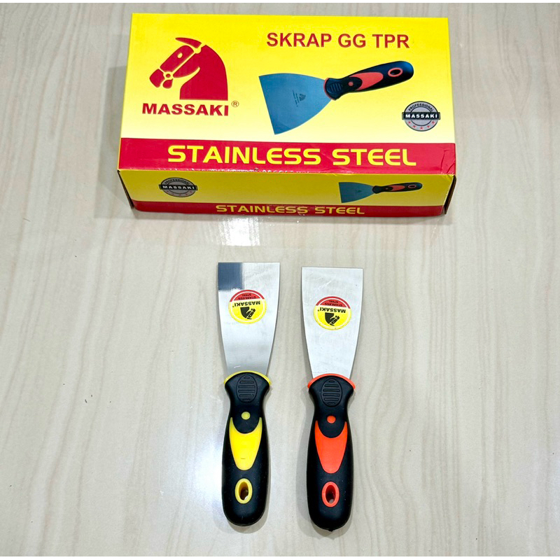 MASSAKI GG KARET 2” inci stainless steel asli sekrap kape gagang karet TPR 2 inci ( 5cm ) putty scra