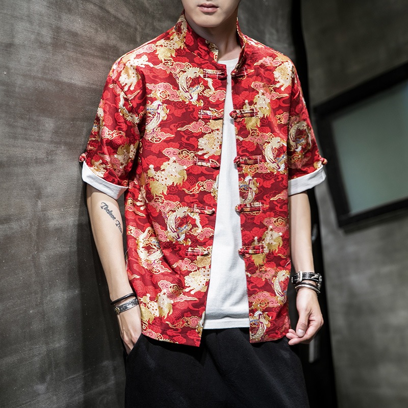 cheongsam pria motif naga batik pakaian adat tradisional chinese