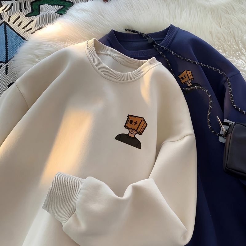Jaketin Aja - Sweater Korean Unisex Big Size ( S - 6XL ) Crewneck Oversize Simple Simpel MARSHMALLOW