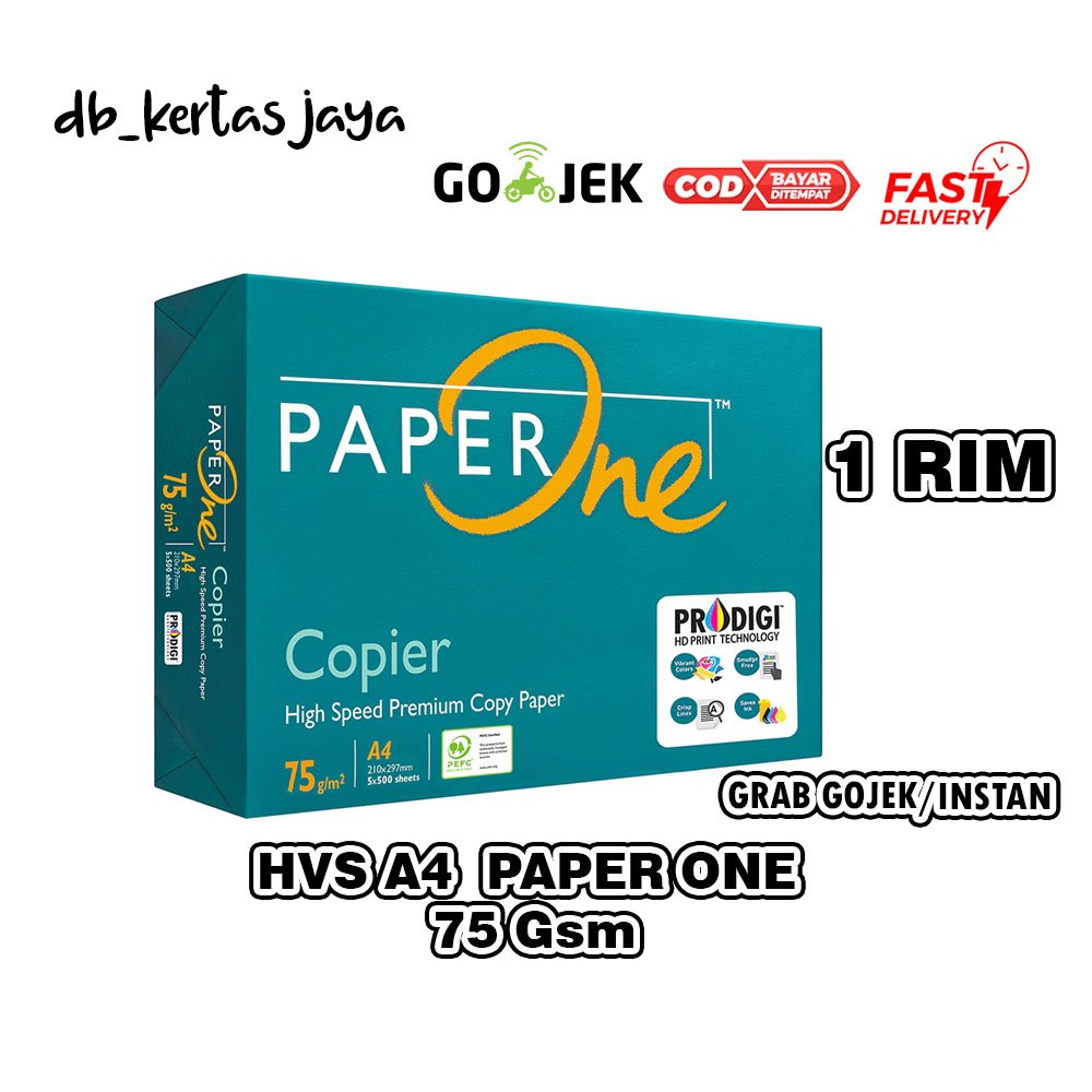 

PaperOne Kertas HVS A4 75 gram 1 rim Fotocopy dan Print