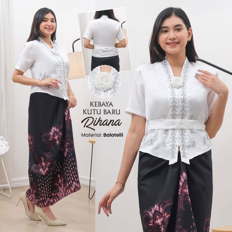 kebaya encim modern wanita bordir putih