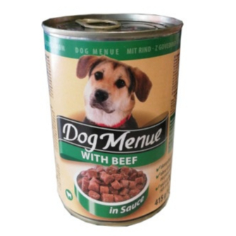 Dog Menue with beef in Sauce Wet Dog Food Makanan Anjing Basah Kaleng