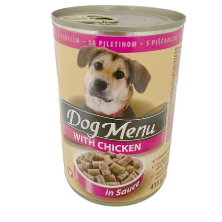 Dog Menue with chicken in Sauce Wet Dog Food Makanan Anjing Basah Kaleng