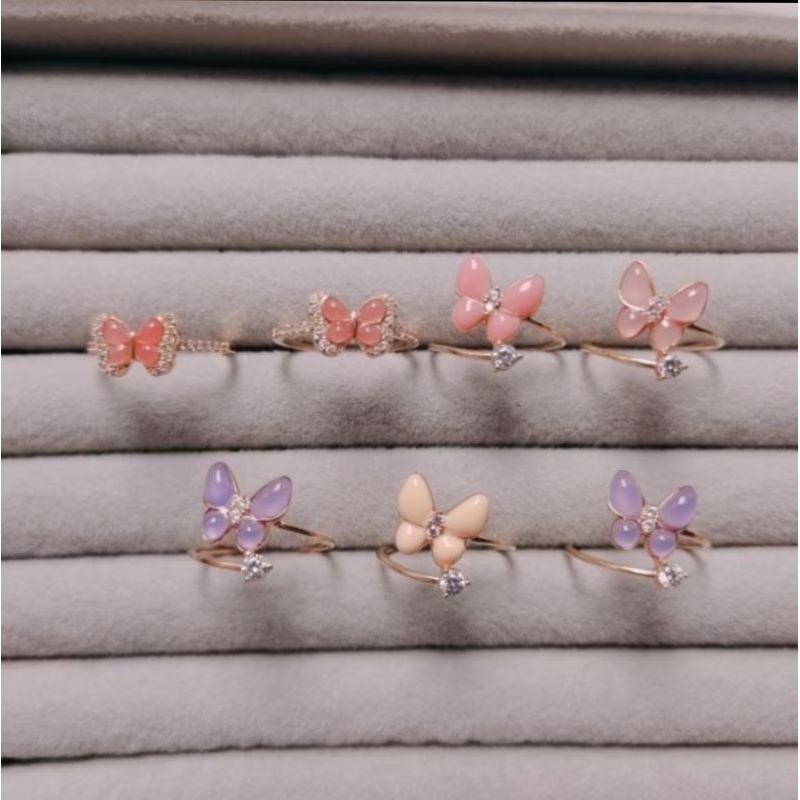 Cincin kupu kupu warna emas asli