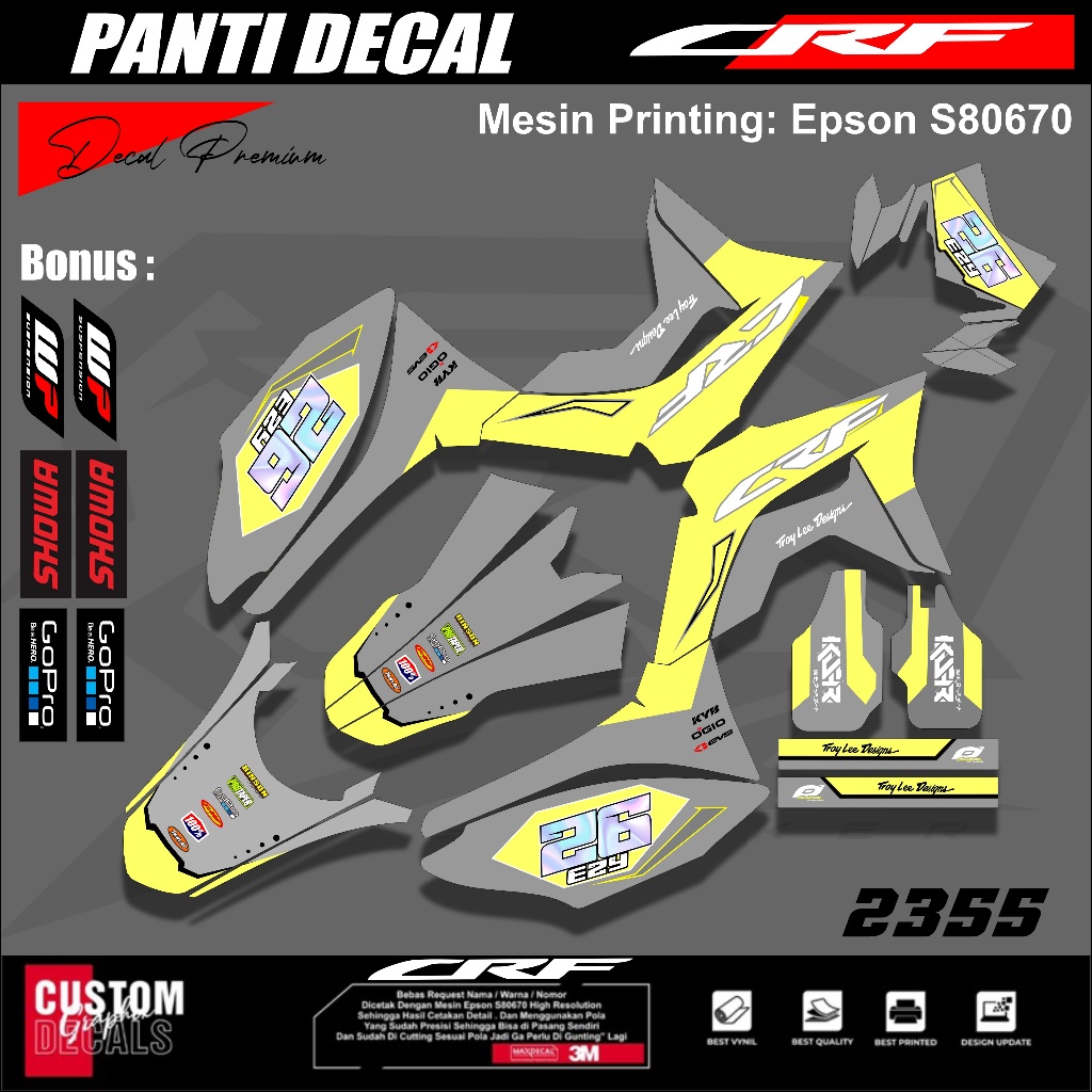 DECAL CRF 150 L SUPERMOTO POLA PRESISI CUSTOM DESAIN