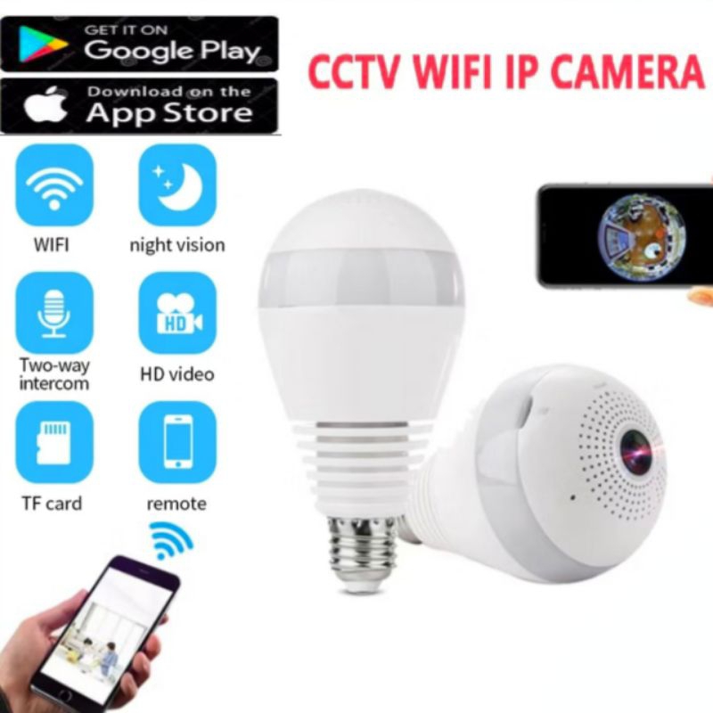 IP CAMERA CCTV WIFI FULL HD 8MP  1080P PANORAMIC V380 LAMPU BOHLAM