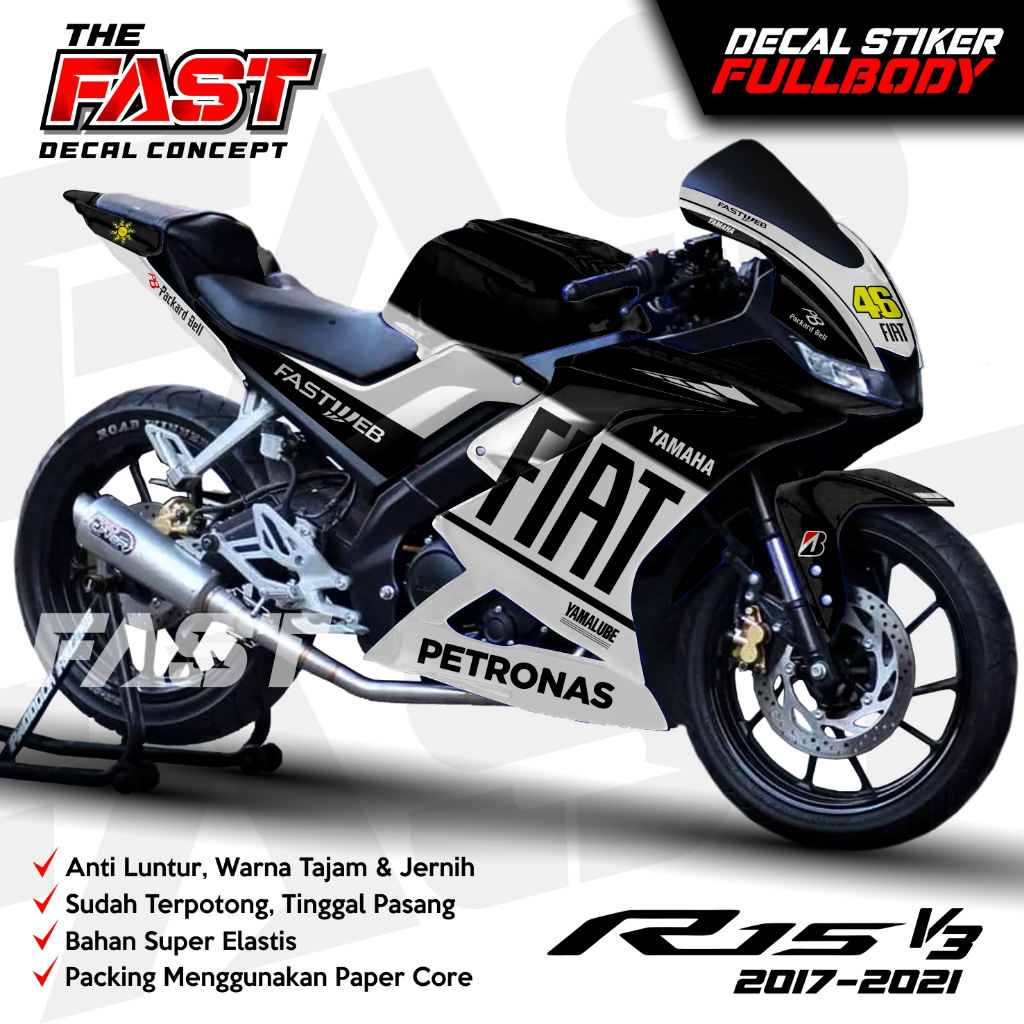 decal R15 V3 stiker decal motor sticker striping yamaha R15 fullbody R15 V3 fiat Full dashboard