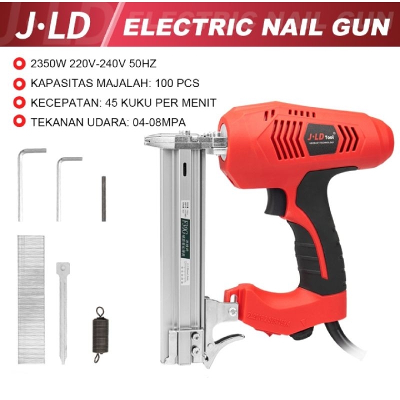 JLD Mesin Paku Tembak Listrik Stapler J-WR02 Kayu Staples Electric 2450W Paku Tembak Listrik 220V Me