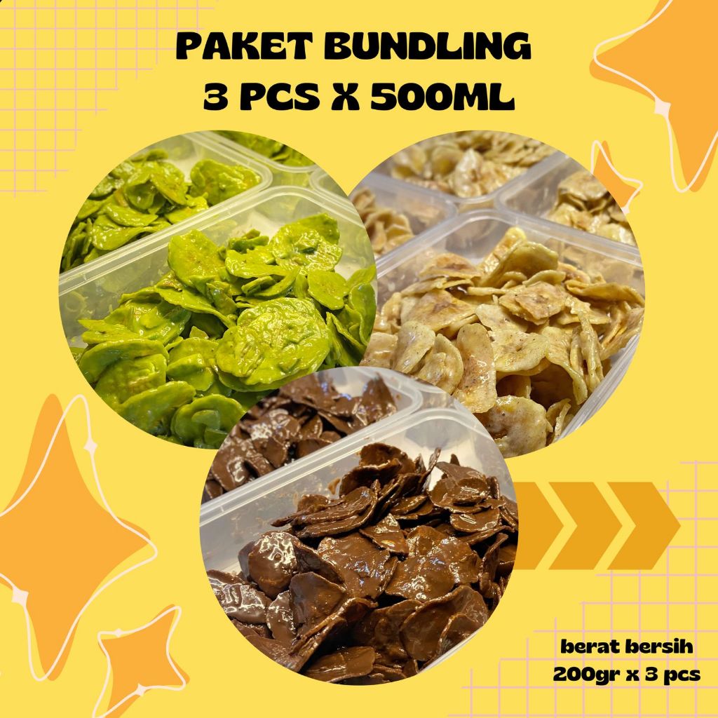 

BUNDLING 3 PCS KERIPIK PISANG LUMER COKELAT,MATCHA,TIRAMISU
