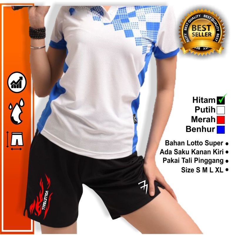 Celana cewek voli motif api / bawahan celana pendek olahraga vollyball wanita