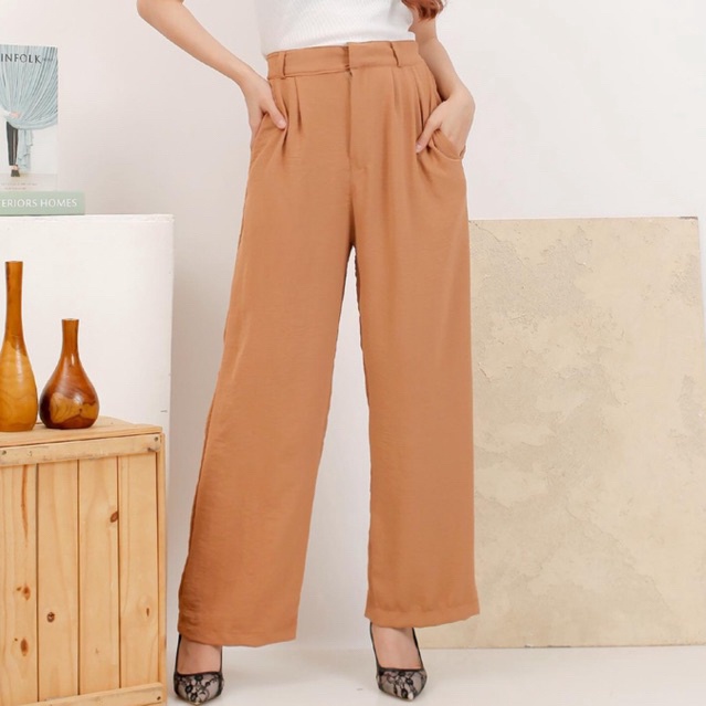 HOT Yunji Celana Kulot Airflow Crincle Basic Pocket