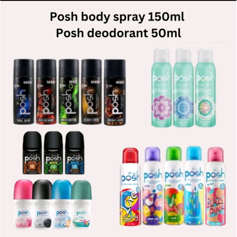 Posh Men Anti-Perspirant Deodorant / Posh Anti Perspirant Deodorant Wanita/ Posh Body Spray Men 150m