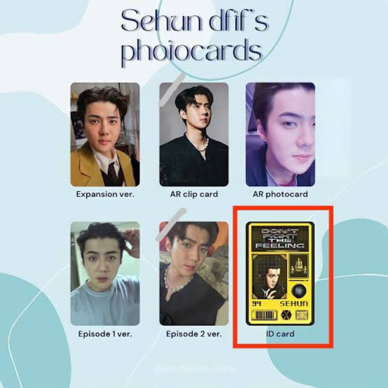 PC Photocard Official Exo Sehun ID Card Album Don't Fight The Feeling DFTF