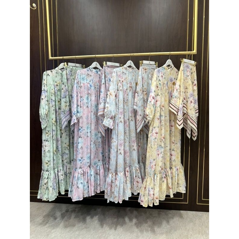 Shellasaukia Dress Flower Set Hijab Segi Empat Terbaru 2024 Gamis wanita Lucu Remaja Daily Kondangan