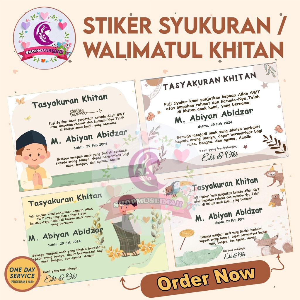 

STIKER TASYAKURAN KHITAN KARTU SUNATAN WALIMATUL KHITAN