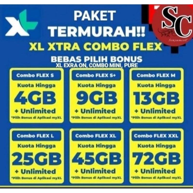 Paket Kuota XL EXRA COMBO FLEX 9GB 25GB COMBO MINI PURE TERMURAH