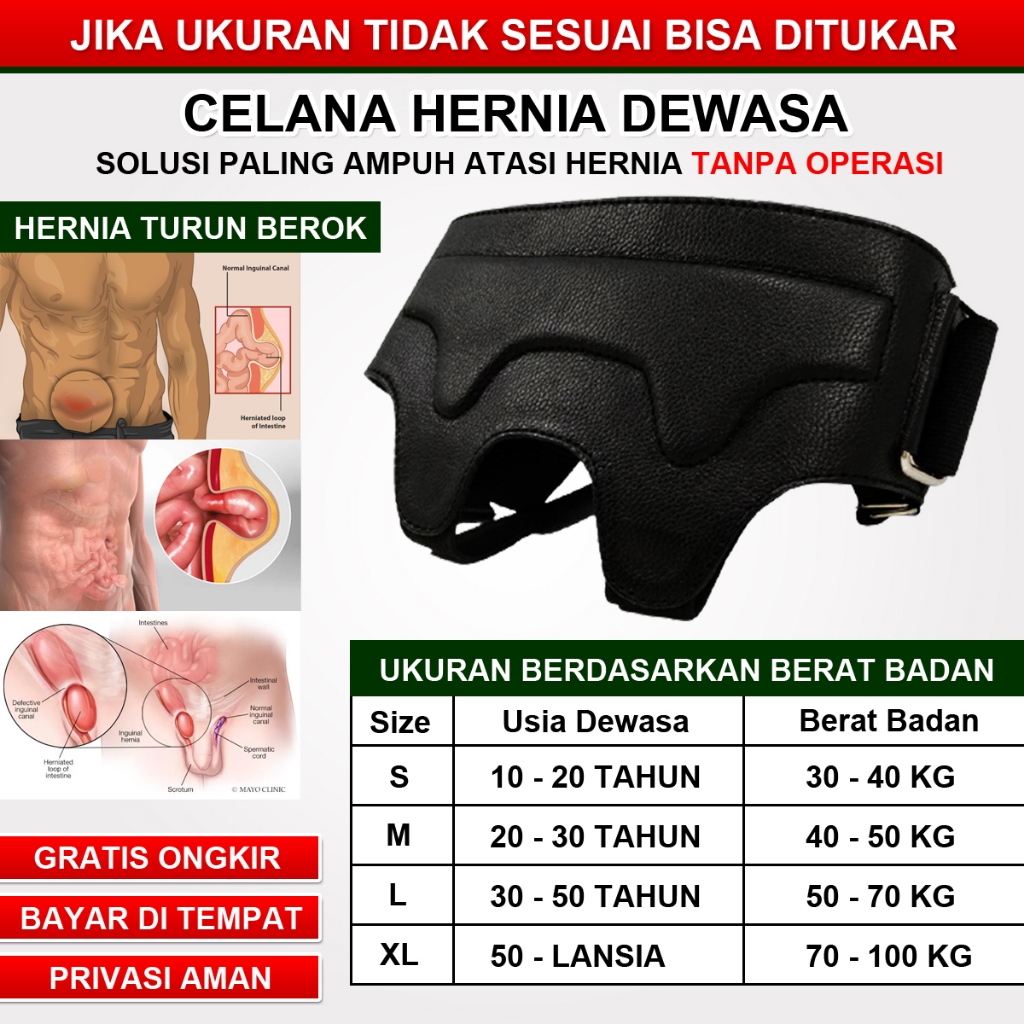 Celana Dalam Hernia Untuk Pria Wanita Dewasa, Celana Terapi Hernia, Korset Hernia Pria Wanita Dewasa