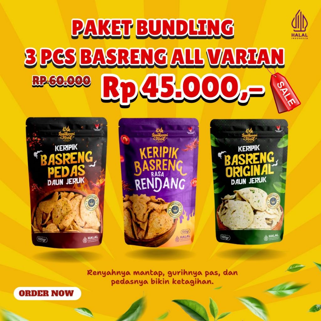 

PAKET HEMAT 3 Rasa Varian Keripik Basreng Rasakanmi Food