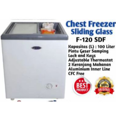 CHEST FREEZER BOX FRIGIGATE LEMARI ES KRIM F-120 SDF LV 120 WATT 100 LITER