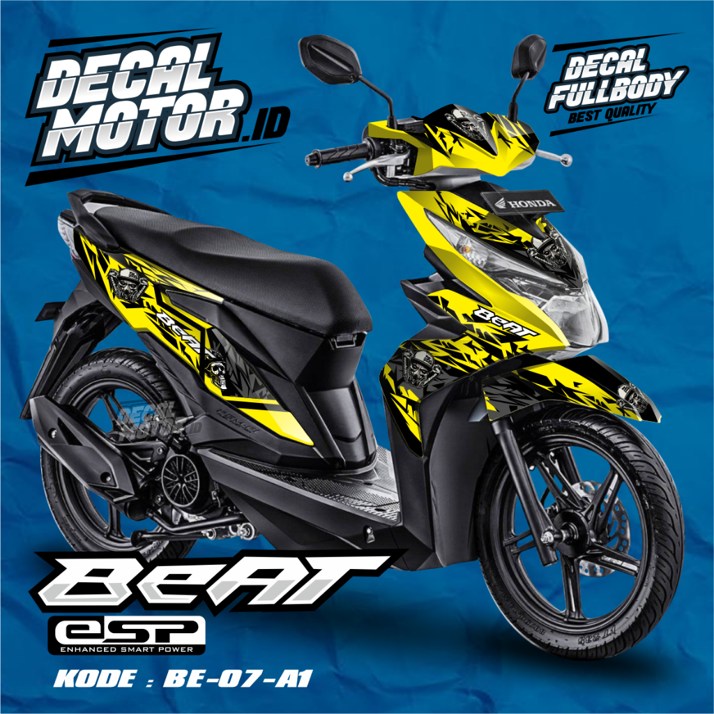 Honda Decal Stiker Motor Beat ESP Full Body Merah Putih Racing Desain - BE