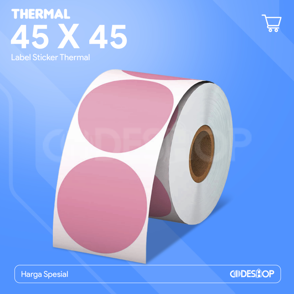 

Label Stiker Thermal Bulat 45 x 45 Kertas Stiker Termal 45x45 mm Isi 200pcs 45x45mm Warna Pink