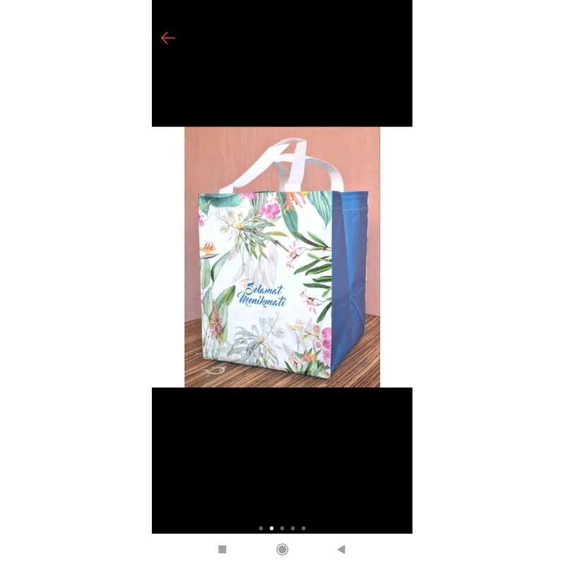 

tas spounbon untuk box ukuran 22×22 Bahan Plastik Laminasi Tahan Air