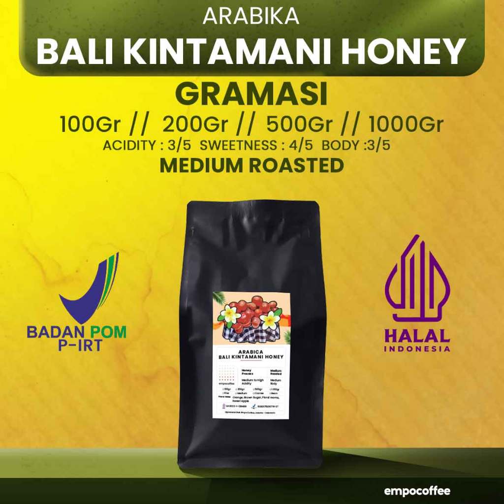 

Empo Coffee Biji Kopi Bubuk Arabika Bali Kintamani Honey Arabica Coffee Roasted Bean Coffe Roast Beans