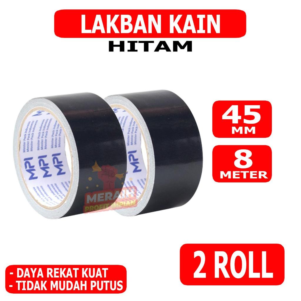 

2 Pcs - Lakban Kain Hitam 8 Meter - Cloth Tape Hitam 45 mm x 8 m