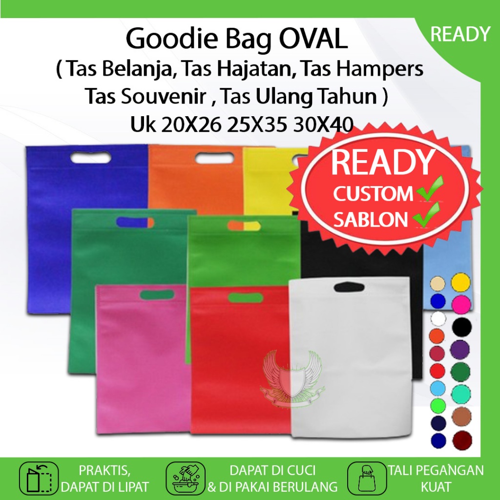 

Goodie Bag Tas Belanja Lipat OVAL Spunbond 20X26 25X35 30X40 Kantong Souvenir Hampers Hajatan Pernikahan Ulang Tahun