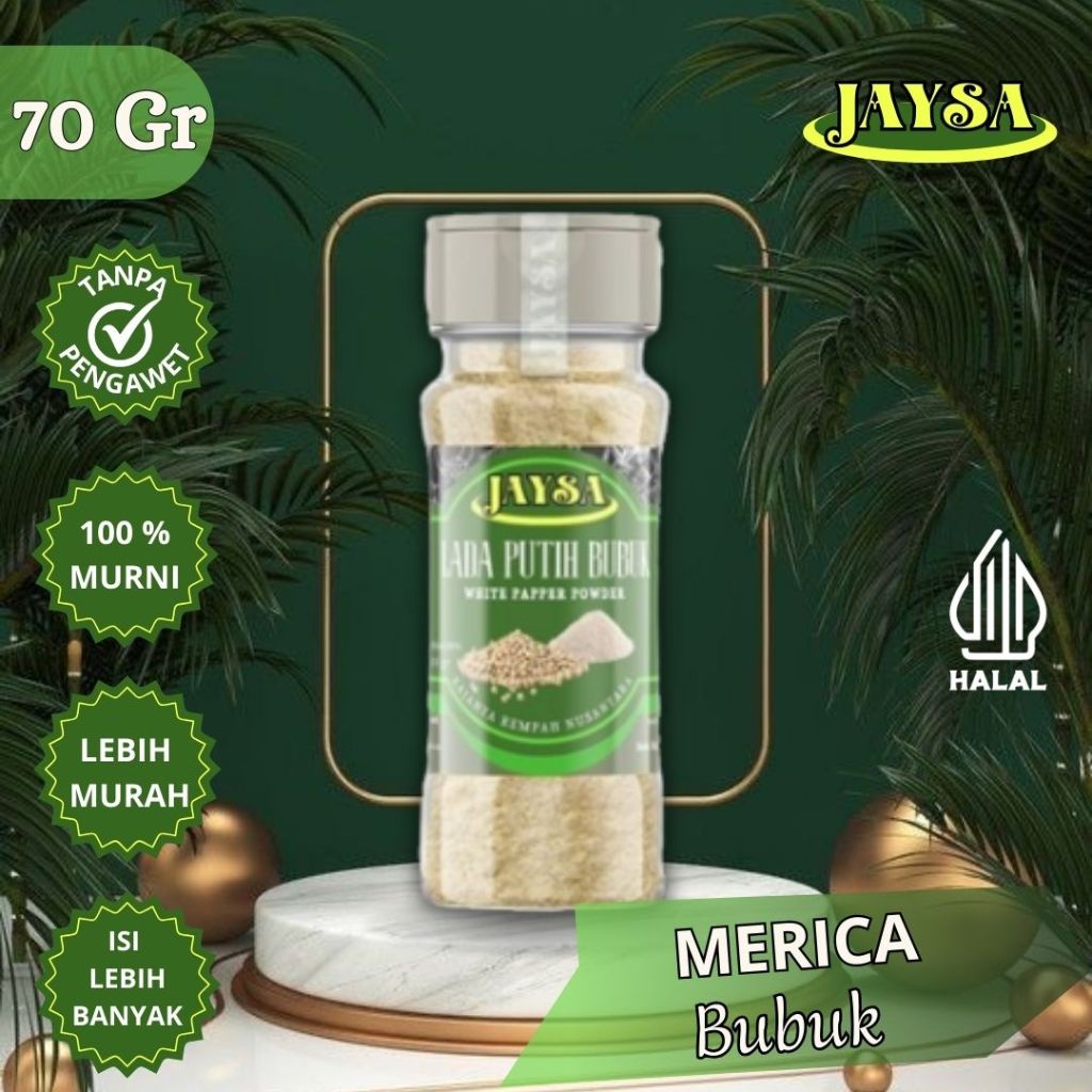 

JAYSA - Bumbu Dapur Murah / Lada Putih Bubuk 70 gr / Merica Bubuk / Lada Putih Bubuk / Lada Putih Bubuk Bangka / Ground White Pepper / White Pepper Powder / Lada Putih Bubuk Original / Bubuk Lada Putih / Bumbu Instan / Bumbu Masak / Bumbu Murah