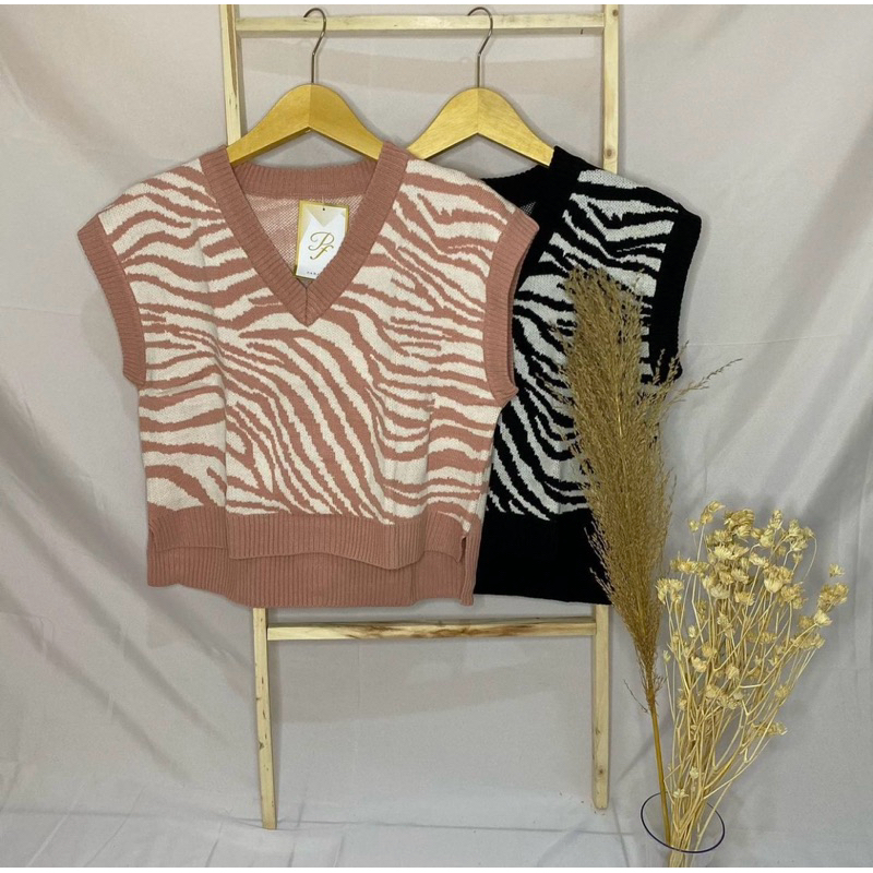 Vest Zebra Crop Korean style