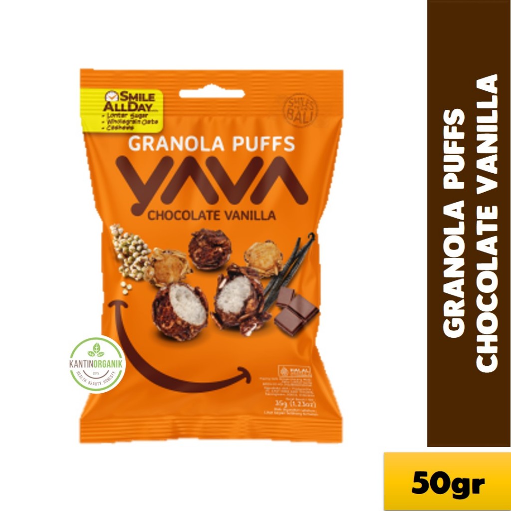 

YAVA Granola Puffs Chocolate Vanilla 50g Camilan Sehat Vegan