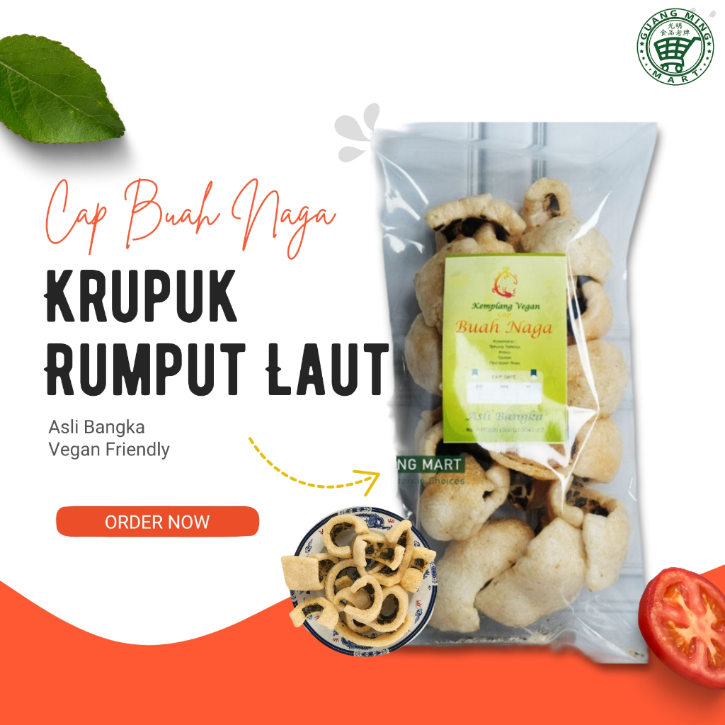 

Krupuk Rumput Laut Asli Bangka Cap Buah Naga (Vegan) Nikmat, Renyah