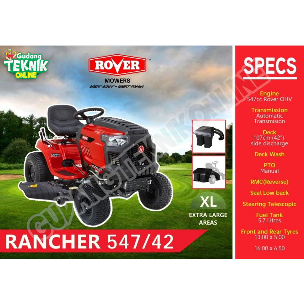Mesin Potong Rumput MOBIL RANCHER 547 42" ROVER / Mesin Pemotong Rumput Lapangan Bola Golf Pekaranga