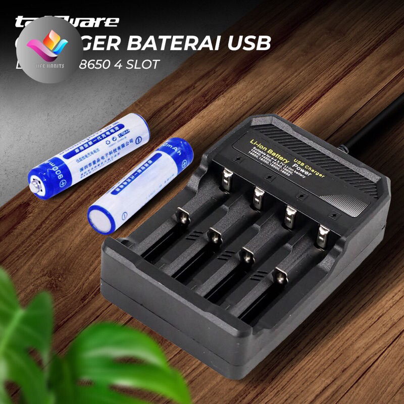 Fast Charger Cas Charge Baterai Battery Batre 4 Slot 18650 USB