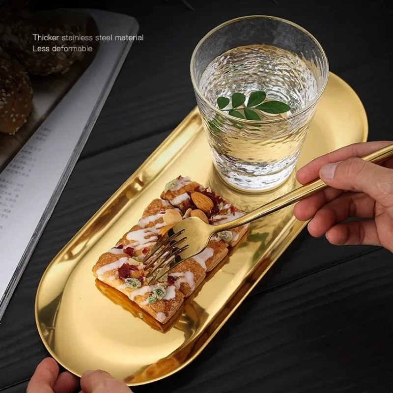 Piring Oval Gold Nampan Snack Tray Plate Stainless Steel