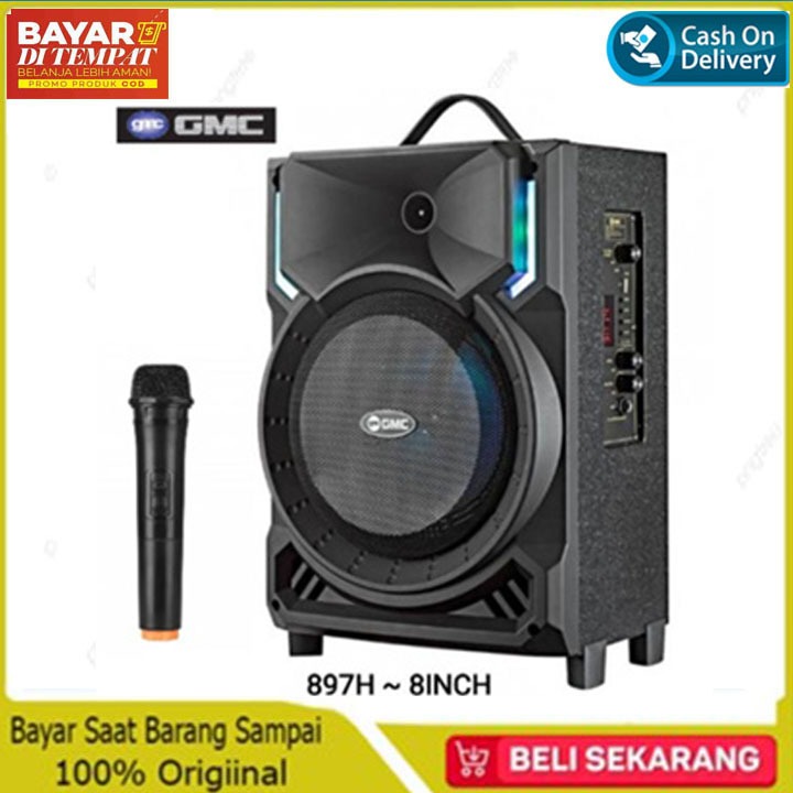 PROMO Speaker Aktif Portable GMC 8inch 897H 897R / Speker Bluetooth Karaoke Free Mic