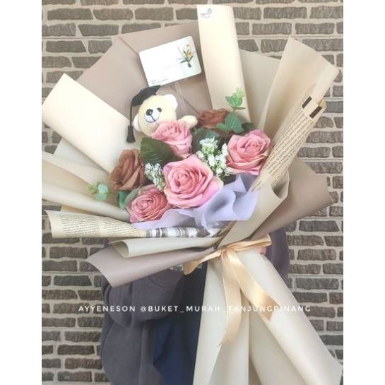Buket Wisuda Bunga Large Premium Kertas Warna Coklat