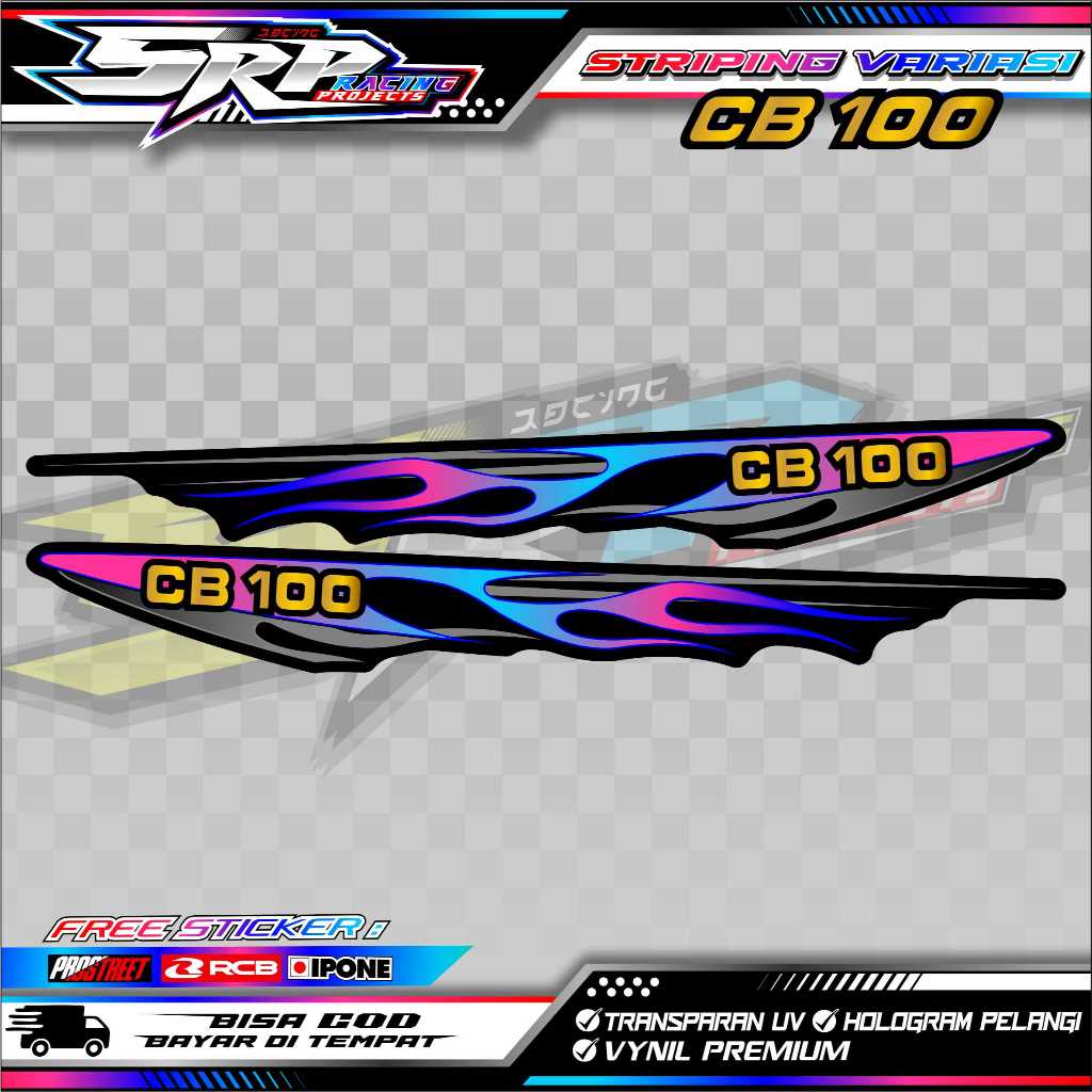 STRIPING VARIASI MOTOR CB100 HONDA GANK / STICKER LIST MOTOR CB100 CLASSIC DESAIN API