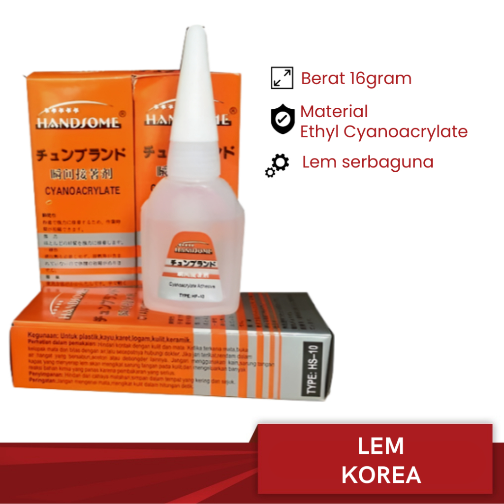 Lem Korea Cair Handsome HS-10/ Lem Serbaguna/ Lem Korea Handsome/ Lem Besi