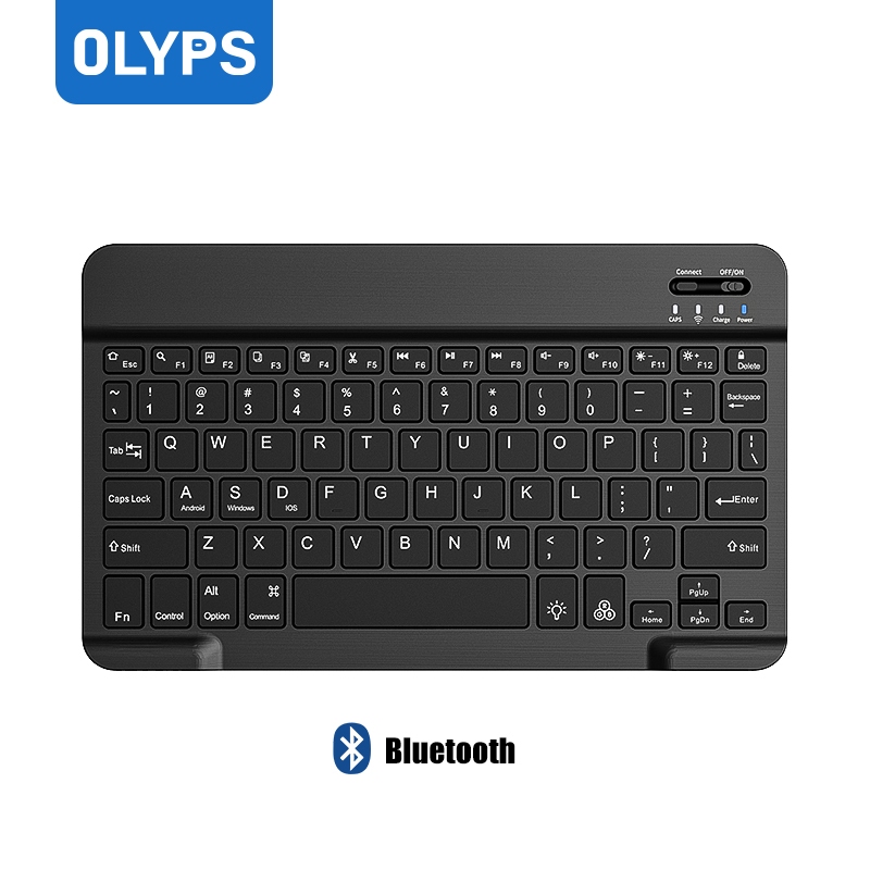 OLYPS Keyboard Wireless Bluetooth Portabel 84 Keys Mini Tipis RGB Backlight Keyboard Tablet Komputer