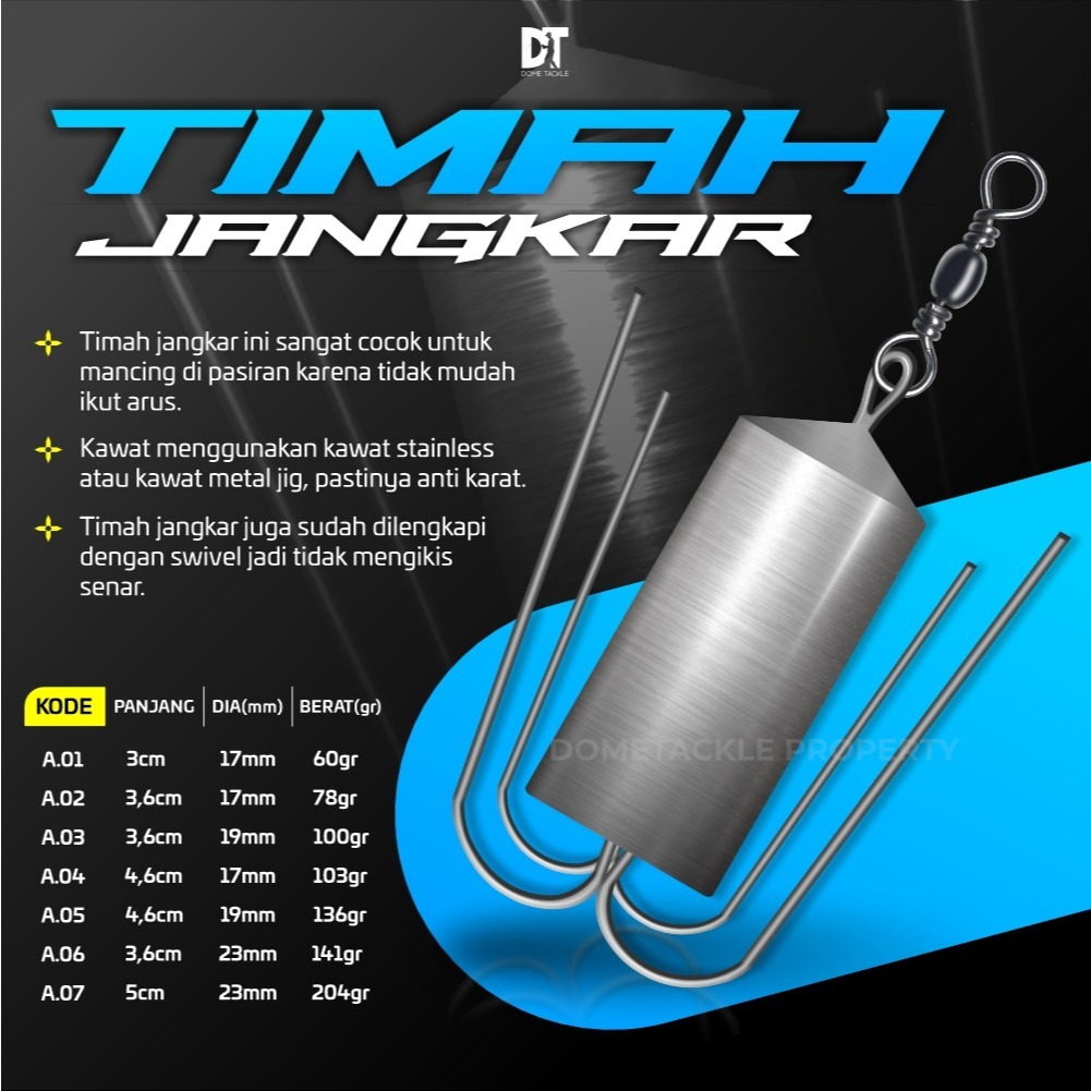 Timah Pancing Jangkar Pemberat Pancing Anti Nyangkut Eceran Per 1 pcs Timah Dasaran Mandas
