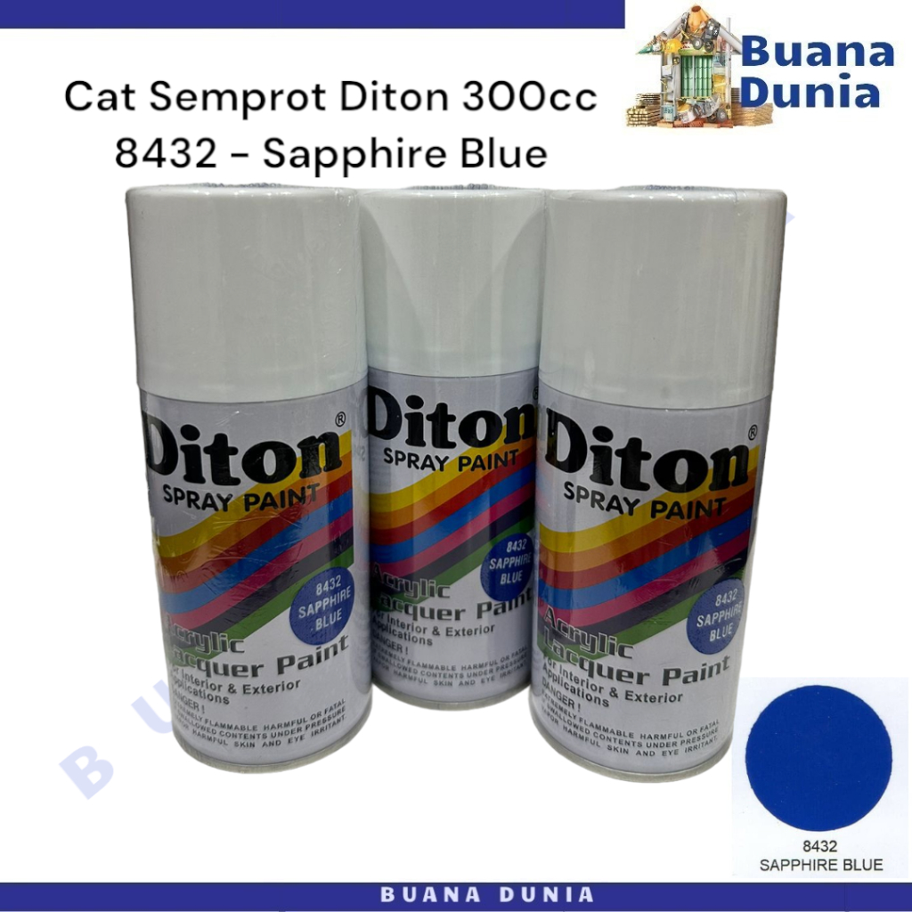 Pilox DITON 300cc | 8432 Sapphire Blue 300ml | Pilok Cat Semprot | Pylox Spray Paint | (1PC)