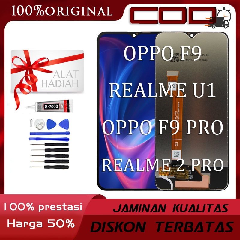 LCD OPPO REALME F9/F9 PRO/U1/2 PRO TOUCHSCREEN COMPLETE ORIGINAL FULLSET HP Touch Garansi 12 bulan b