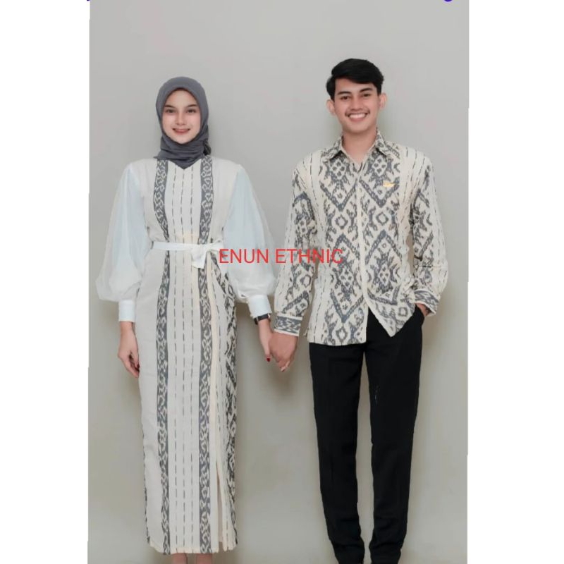 baju couple kondangan dress tenun outfit kekinian