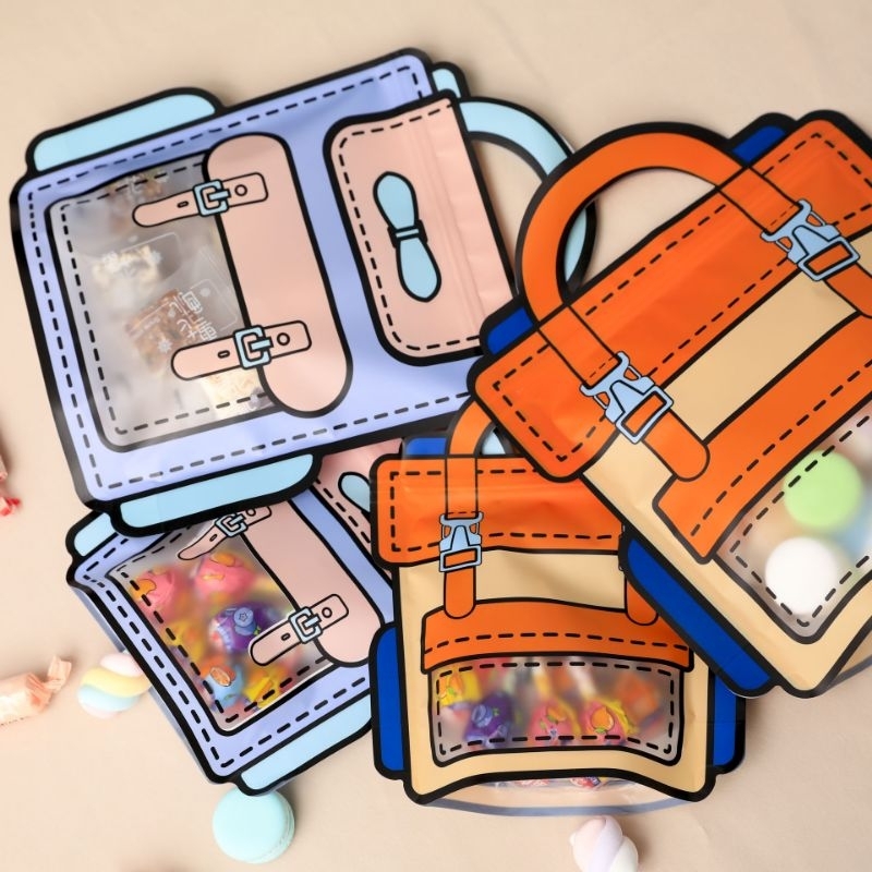 

PLASTIK TAS RANSEL 02 KEMASAN SOUVENIR SNACK ULANG TAHUN BIRTHDAY GIFT ZIPLOCK STANDING BAG