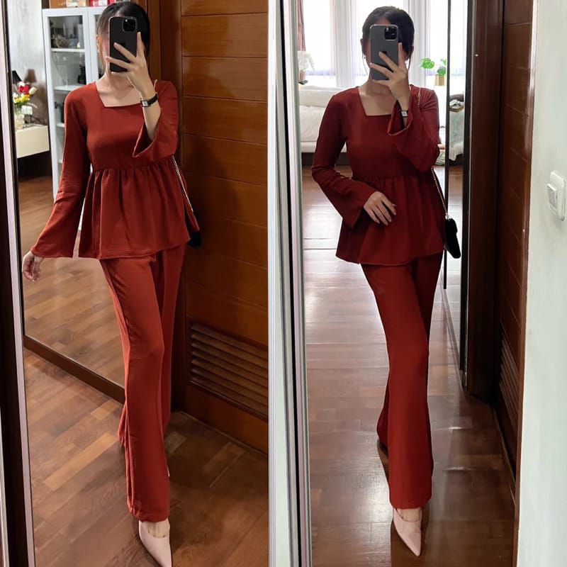 One Set Crinkle Premium Panjang Serutan Wanita//Baju Setelan Perempuan Hijab